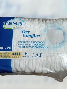 Tena Dry Comfort Protective Underwear for Women/Men — White (M)